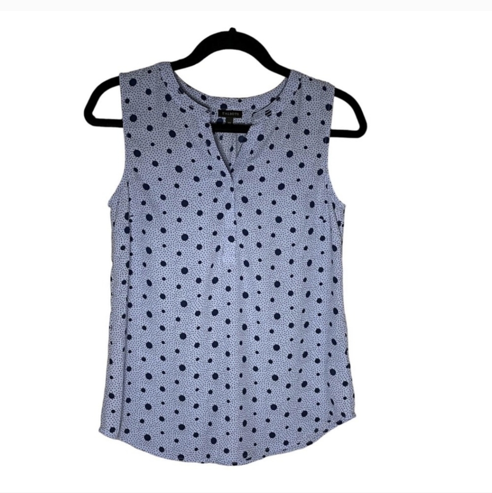 Talbots polka dot navy blouse new with tags